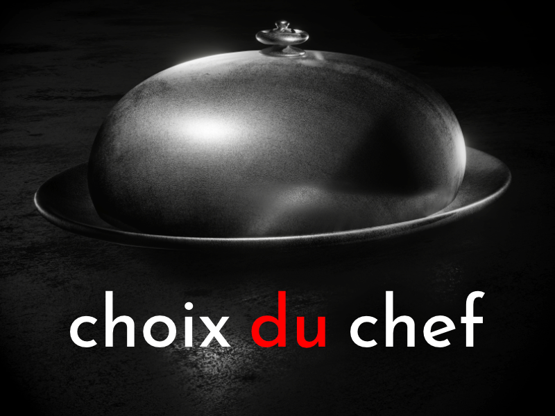 A cloche with text Choix du Chef
