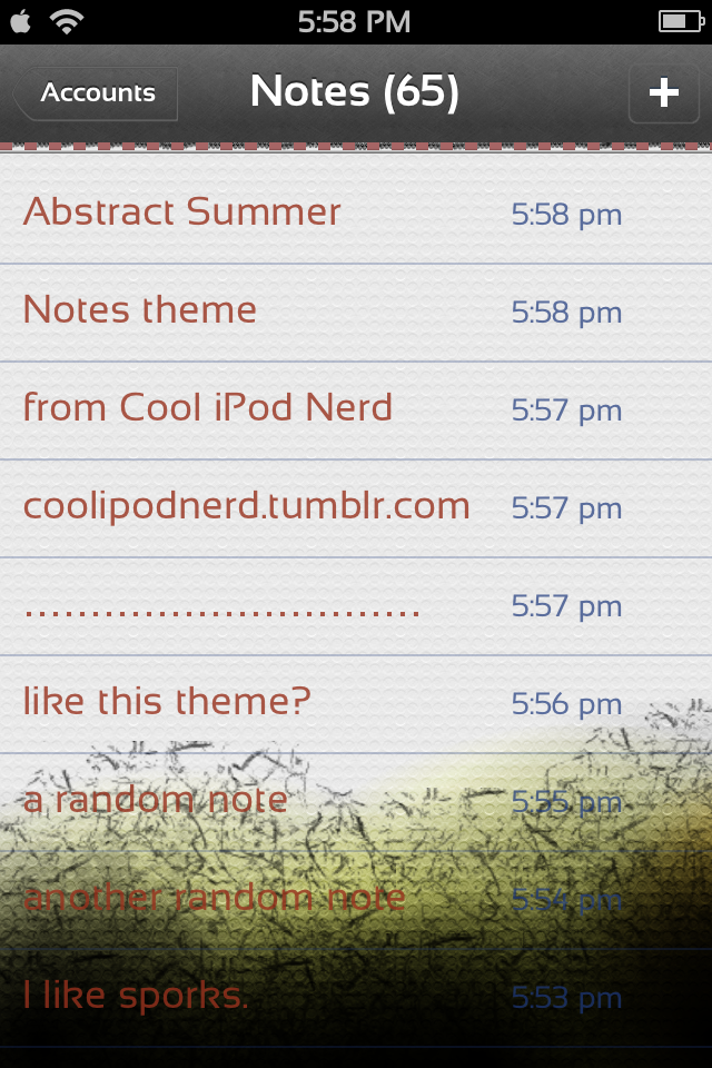 Before/after image of Notes app with theme