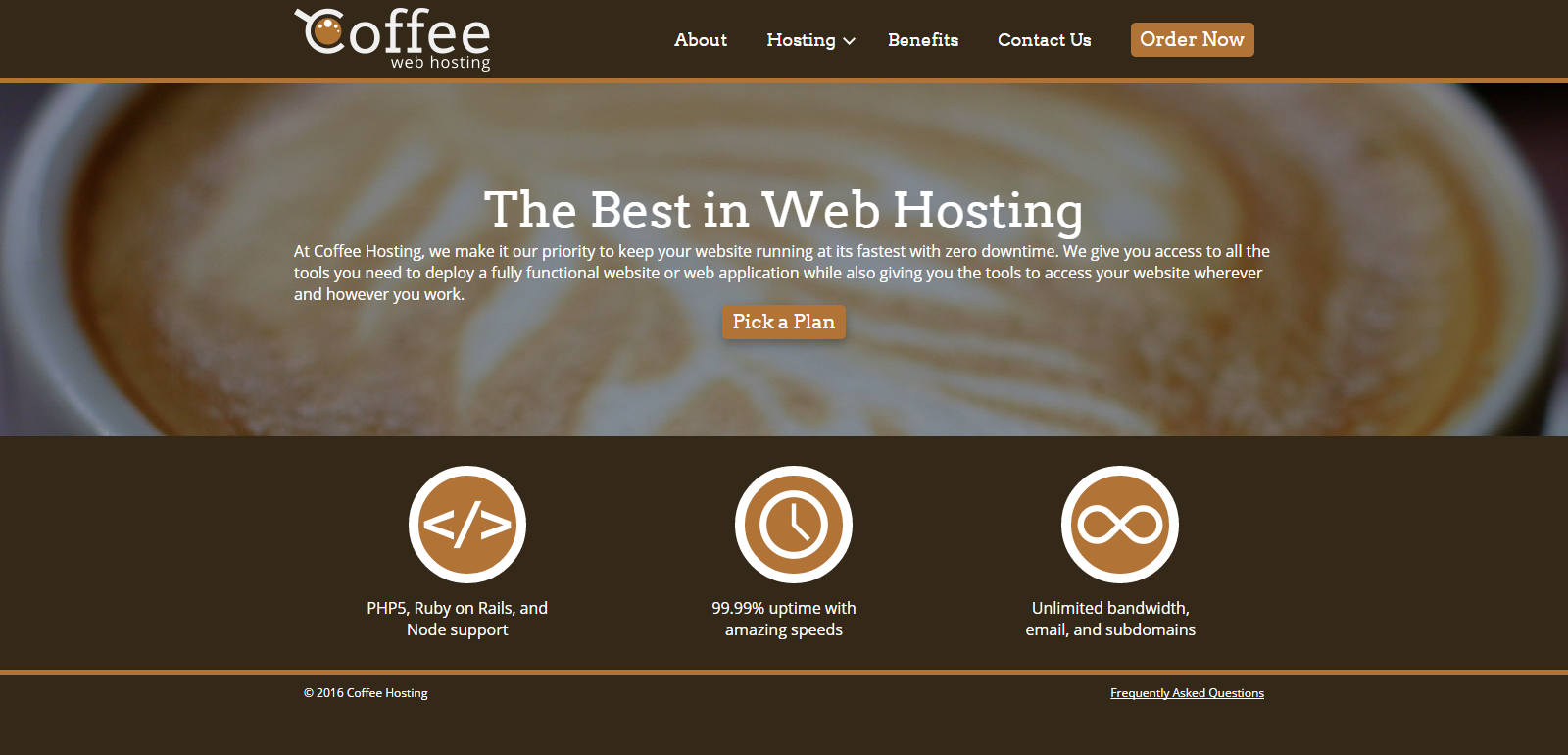 Screenshot of Coffee Hosting Website