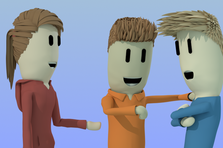 A posing test featuring three of the main characters