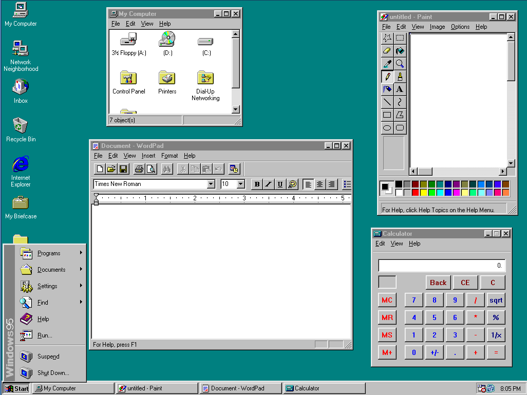 Windows 95 UI inspiration