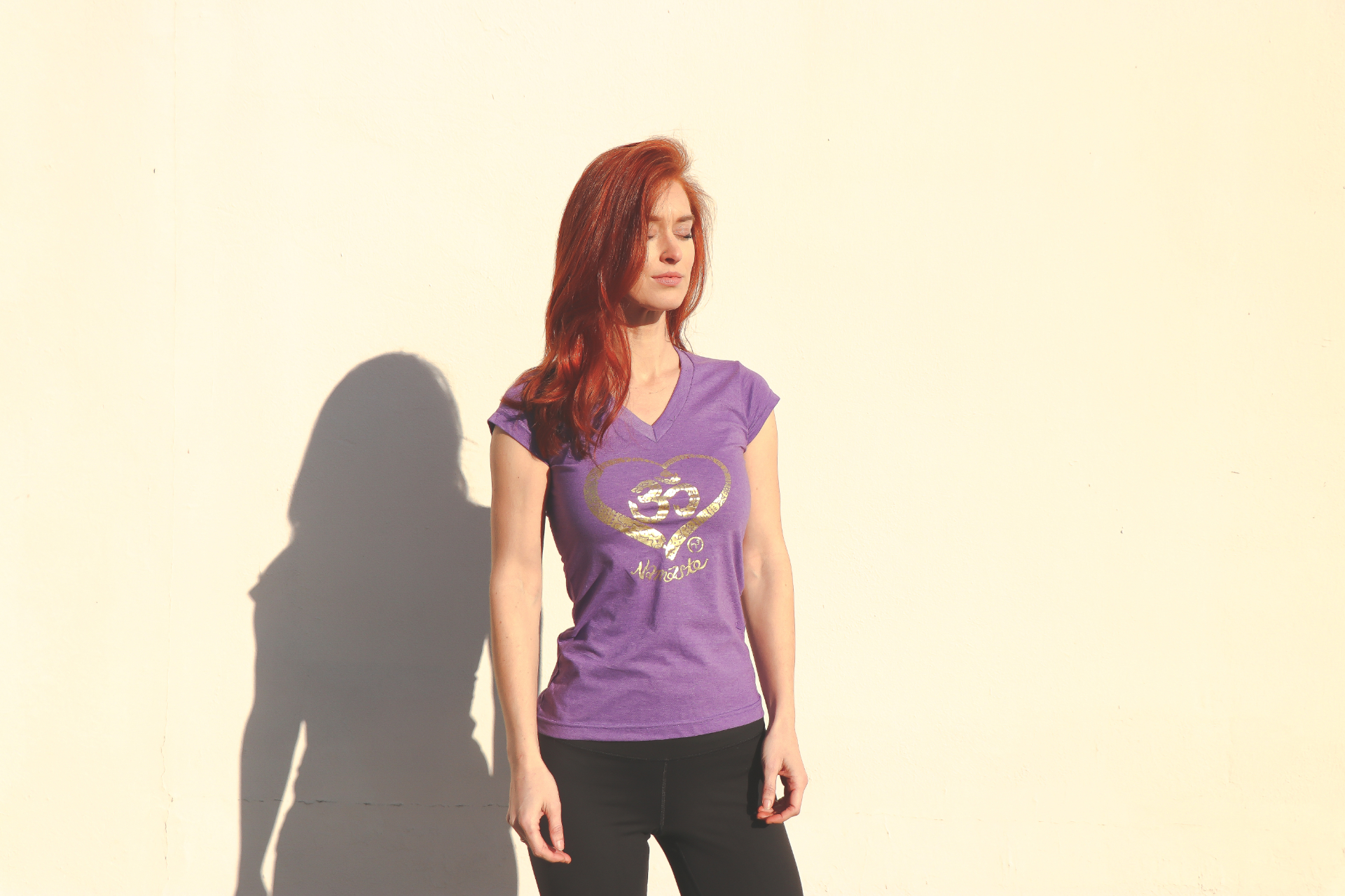 Girl wearing logo shirt