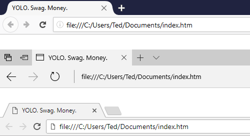 Screenshot of names of tabs in various web browsers